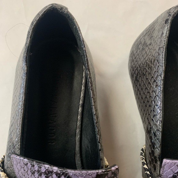 Size 7 / 37 Freda Salvador purple grey white color block flats or loafers - Picture 4 of 7